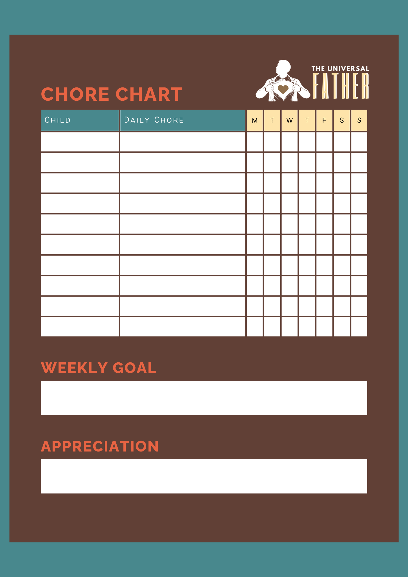 Father Chart Chore Chart – The Attuned Father